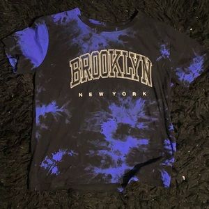 x-small blue and black tie dye shien tshirt